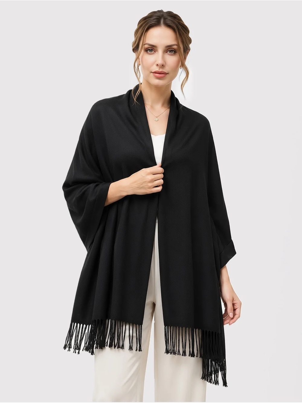 Classic Fringe Shawl Wrap - Women’s Scarf Soft Versatile